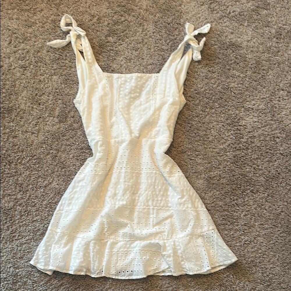 Altar'd State White Eyelet Dress with Bow Straps
